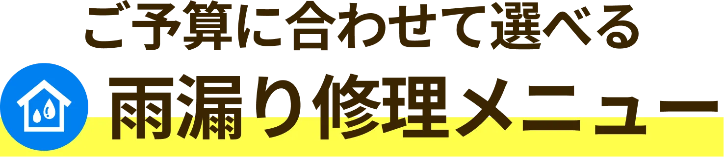 ご予算に合わせて選べる雨漏り修理メニュー